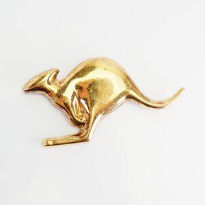 Zina vintage large gold plated sterling silver Kangaroo Roo pin